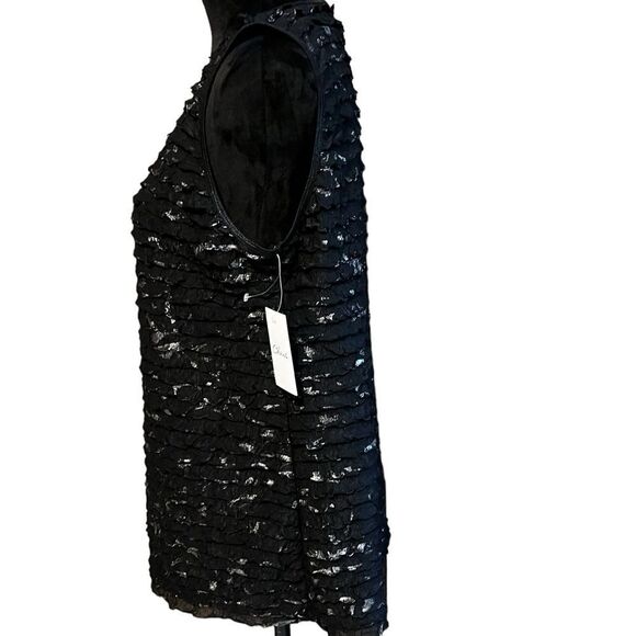 Chais black and metallic gold ruffle tier tank tropical escape size L large NWT - Picture 7 of 16